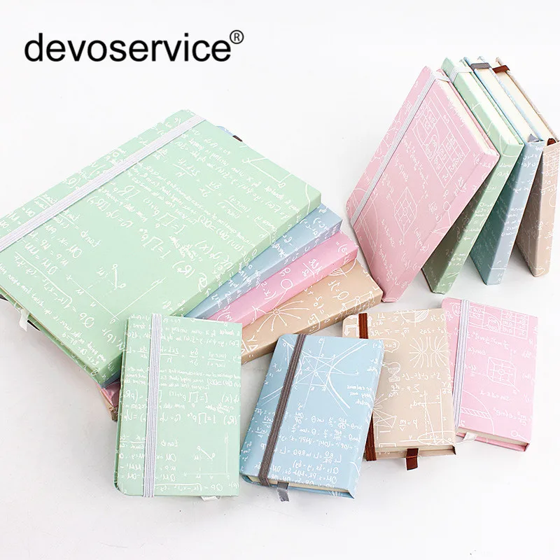 

4Pcs/Lot A5 A6 A7 Equation Notebook Paper With Bandage Bookmar Schedule Book Diary Weekly Planner Notebook Office Stationery