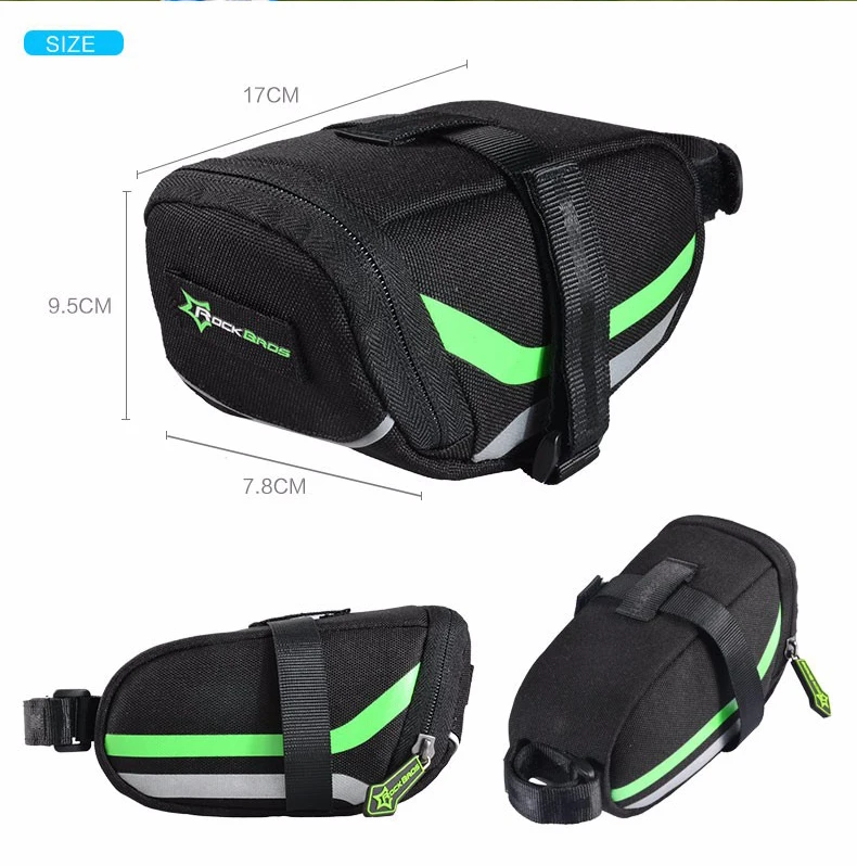 Flash Deal ROCKBROS Bicycle Bike Rear Bag Rainproof Nylon Bike Saddle Tube Bag Outdoor Cycling Mountain Bike Back Seat Tail Pouch Package 27