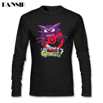 

2020 New Trendy T-shirts Men Cartoon Gengar Pokemon Long Sleeve CrewNeck Cotton Men Shirts Asian Size