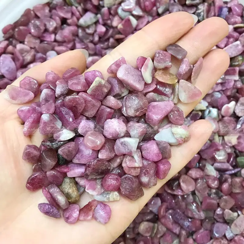 

50g Natural Tourmaline Rubellite gravel original stone mineral purify degaussing Fish tank Ornamental Specimen collection