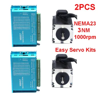 

2PCS NEMA23 57mm 3Nm DC24-60V Closed loop Hybird Encoder Stepper Motor Drive Kit Easy Servo for CNC Mill Engraving machine