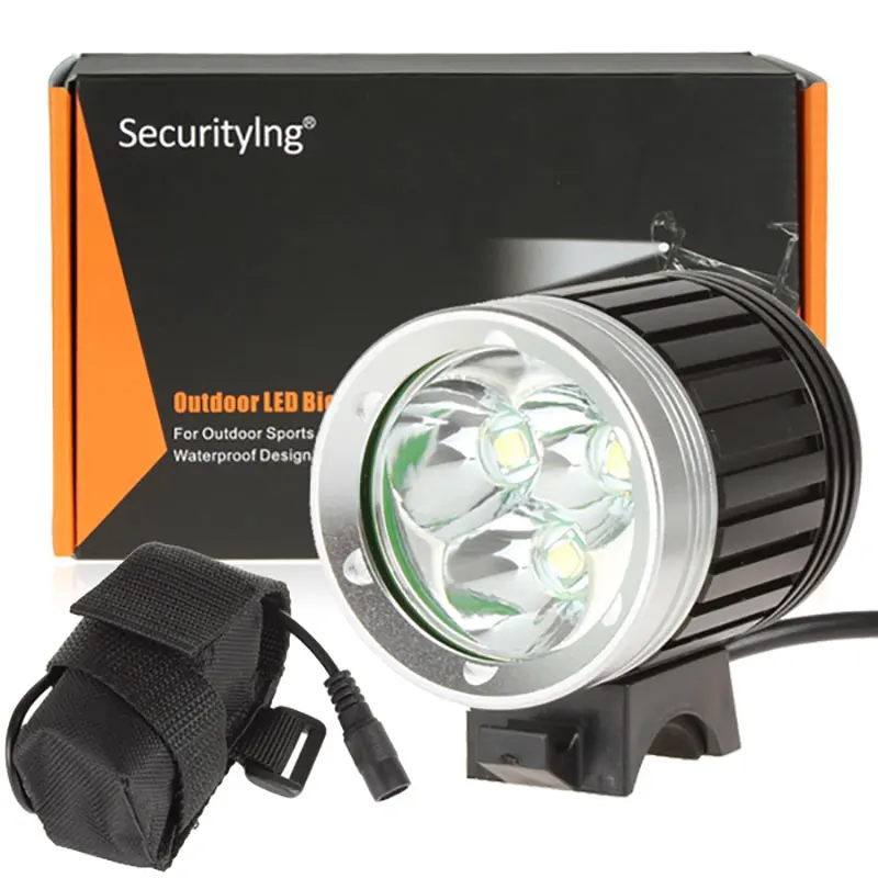 

SecurityIng 3 x XM-L T6 LED Bicycle Outdoor LED Light 1800Lm LED Headlamp & Bicycle Light with 4400mAh Battery Pack