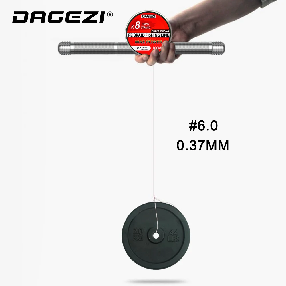 Плетеная рыболовная леска DAGEZI 100 м 8 нитей 10 80 анг. Фунт. гладкая многонитевая для