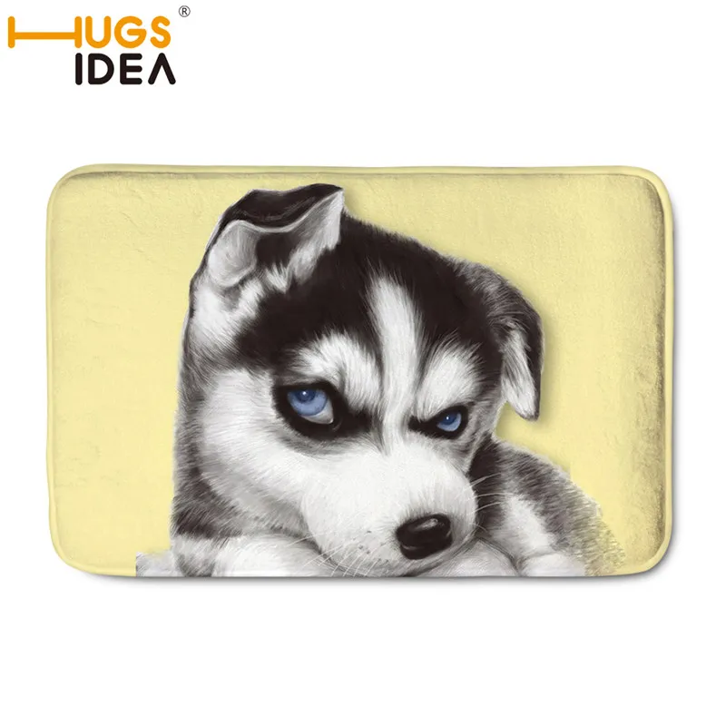 HUGSIDEA Husky Dog Bathroom Non slip Mat Soft Wear Resistant Doorway