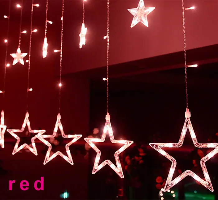 2 м 8 режимов романтическая Фея Звезда СВЕТОДИОДНЫЙ занавес гирлянда Огни Праздничное освещение, Рождество Свадебная вечеринка внутреннее декоративное освещение - Испускаемый цвет: Красный