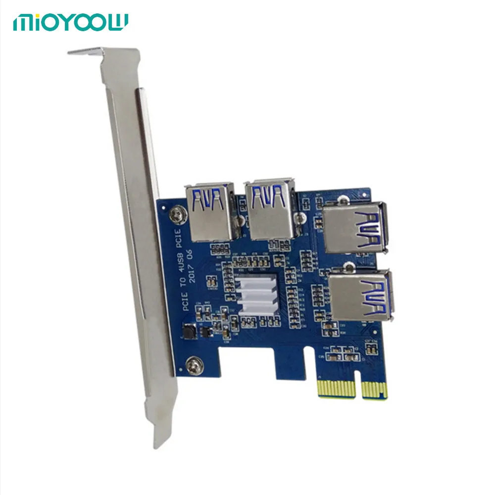 

PCI-E PCI Express USB 3.0 1 to 4 Multiplier Card Express For DOS Linux Windows 7 8 10 1x to 16x Extender Riser Card Adapter PCIE