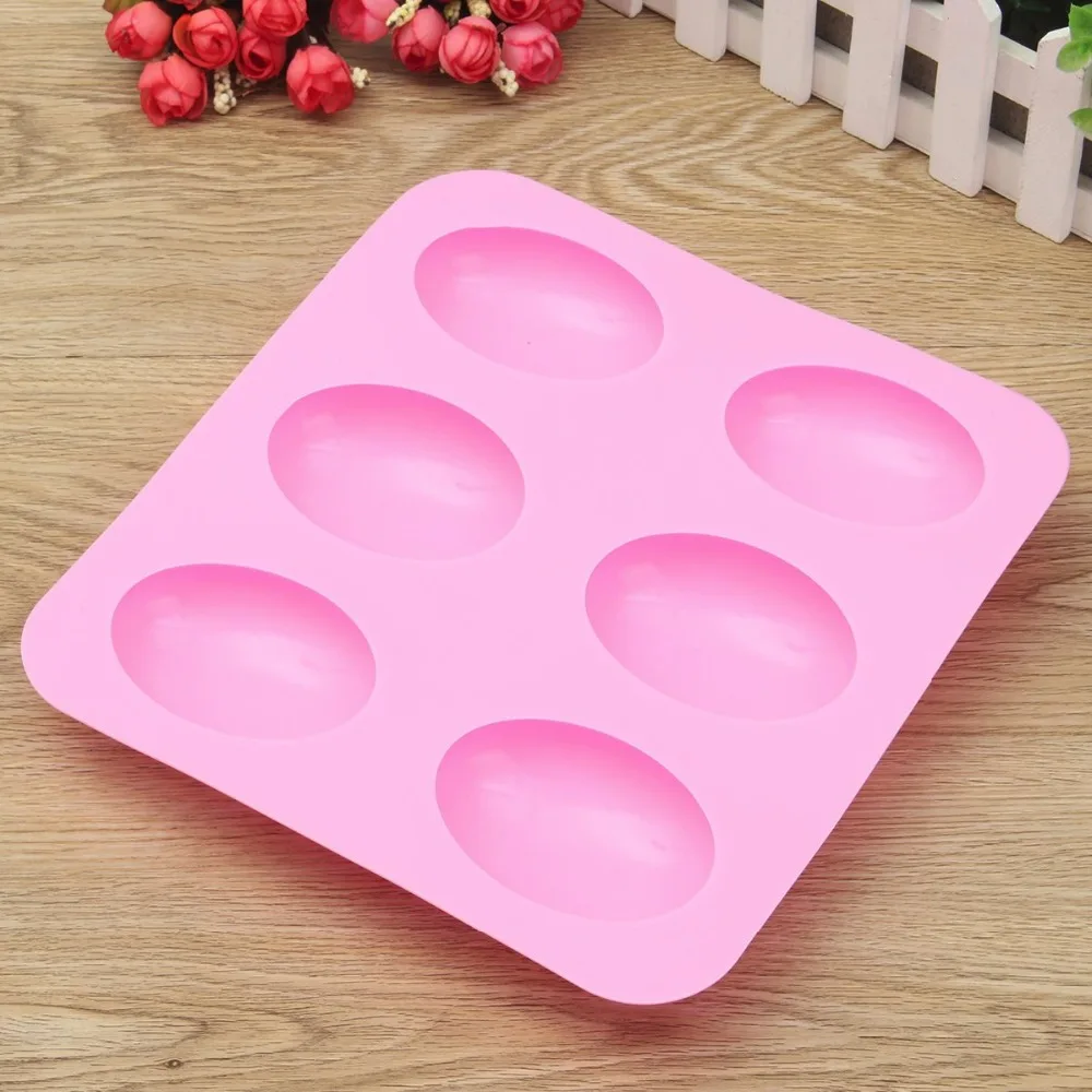 A0198 Cake Molds Silicone DIY Tools 6 Oval Shapes Holes Chocolate