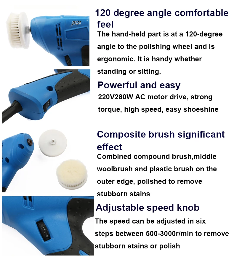 JIQI обуви Блестящий полировщик Электрический мини Ручной Портативный Кожа полировальная машина автоматическая Чистка обуви щетка очиститель ЕС США