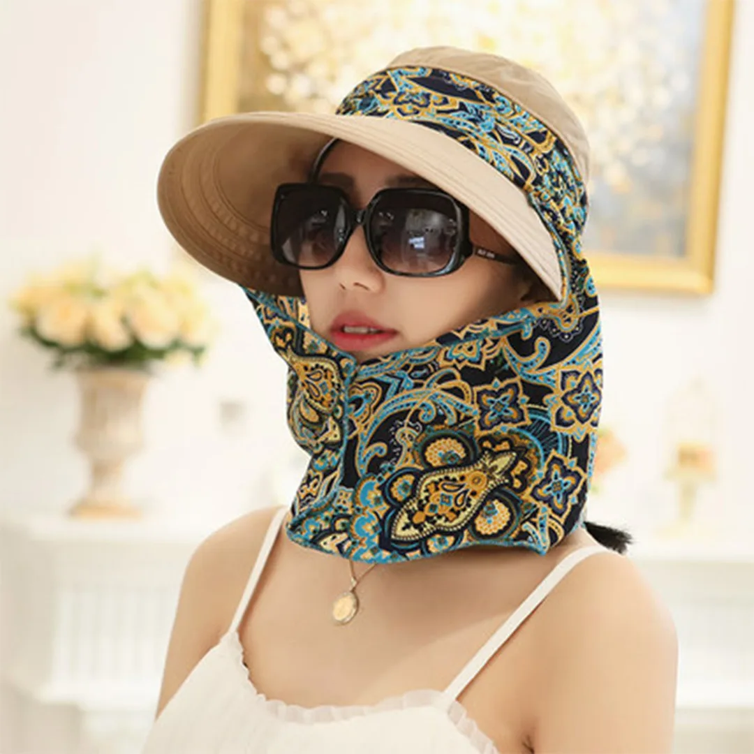 Women Protective Hat Outdoor Sun Cap Neck Face Wide Brim Visor Summer Anti-UV