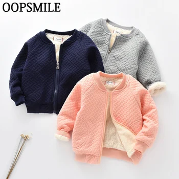 

2017 Autumn winter Warm Cotton Baby Girls Coat Kids With Velvet Thickening Outwear Jacket Children Clothing For Boys 0-3years
