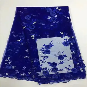 

Nice 3d Lace Fabric 2018 High Quality Lace Royal Blue French Lace Fabrics 2018 African Tulle Lace Fabric With Beaded 3d Flower