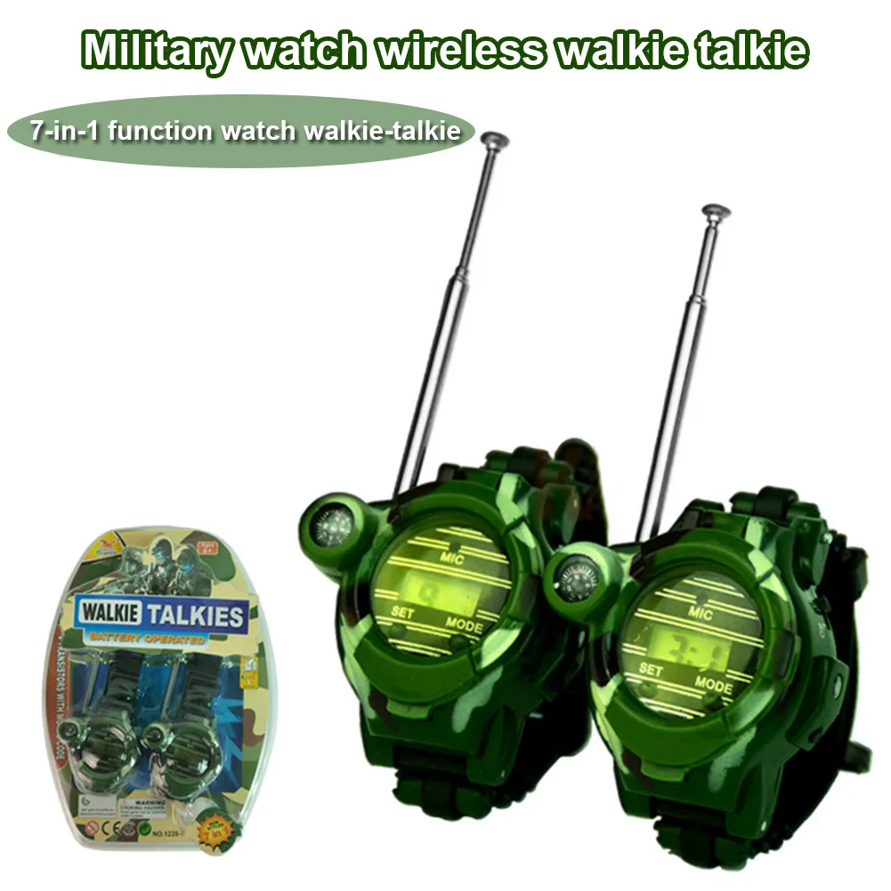 2 шт. Walkie Talkie 7 в 1 часы компас беспроводной для детей Открытый интерактивная