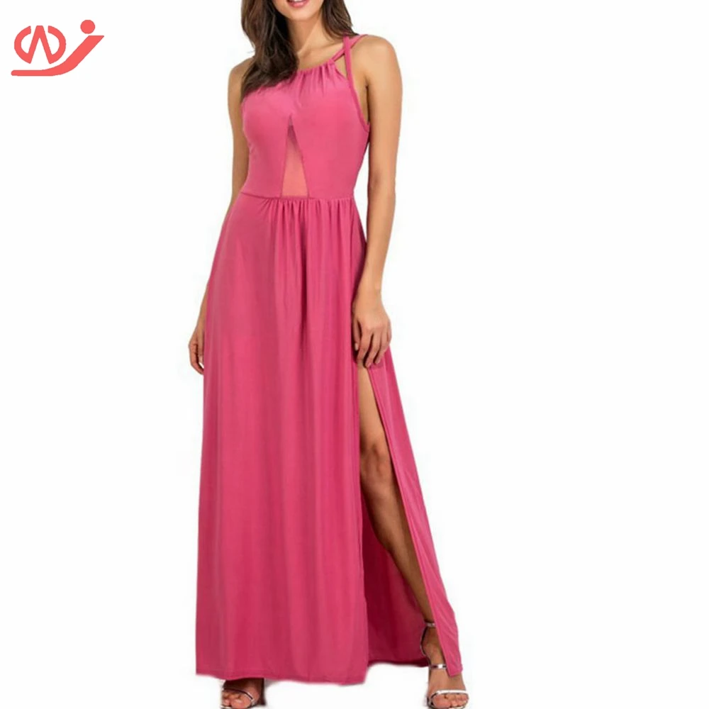 Sexy Backless Mesh Dress Long Solid Patchwork Split Nightclub Plus Size | Женская одежда