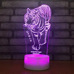 Творческий 3D визуальный ночник Usb абстрактные тигр Красочные Led Настольная лампа для животных декор для детской спальни акрил светильники