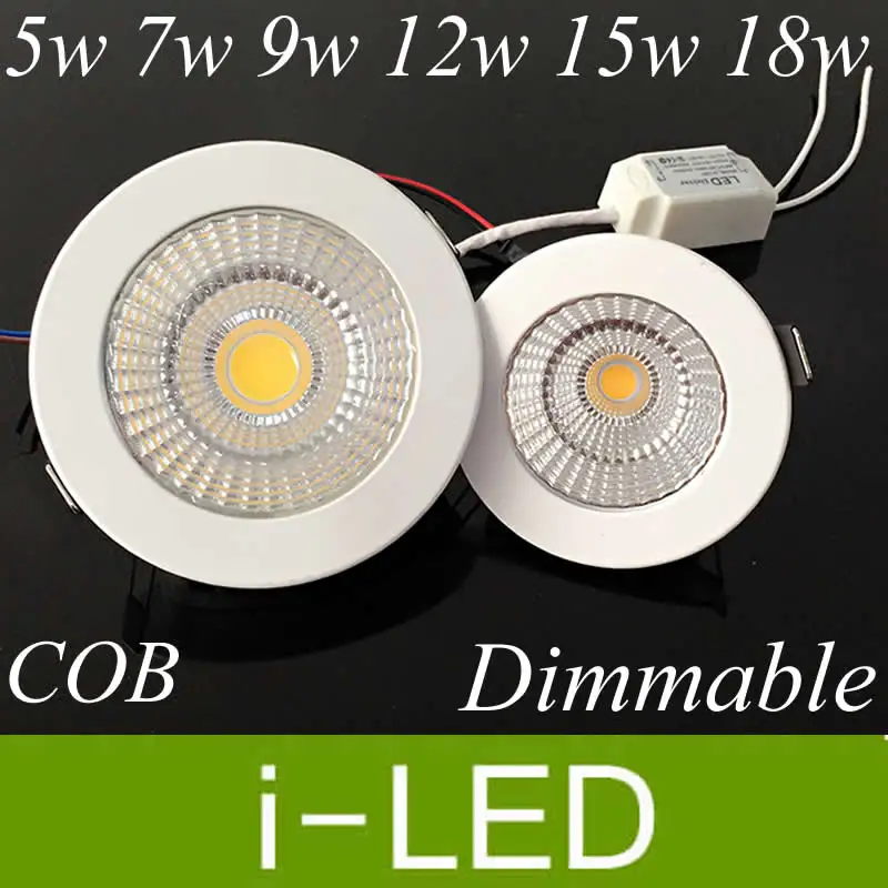 CREE COB led downlight dimmable 5w 7w 9w 12w 15w 18w led recessed