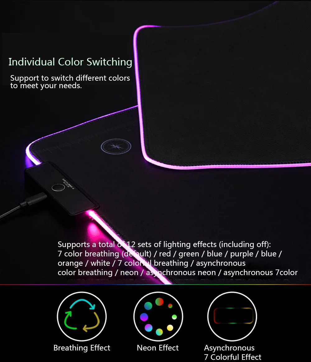 Ajazz AJPADs USB Mouse Pad RGB Luminous Mouse Mat (3)
