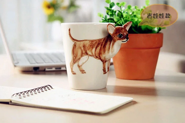 Креативные влюбленные Подарочная кружка 3D Трехмерная Чистая ручная роспись мультфильм животное керамическая чаша