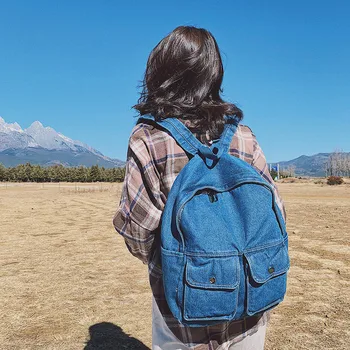 

Women Canvas Backpack Solid Casual School Bag for Teenagers Backpack Korean Preppy Style Rucksack Mochilas Feminina