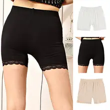 Летние модные женские шорты, пляжные однотонные дышащие шорты с эластичной резинкой на талии, кружевные ультра тонкие Стрейчевые короткие леггинсы, спортивные штаны