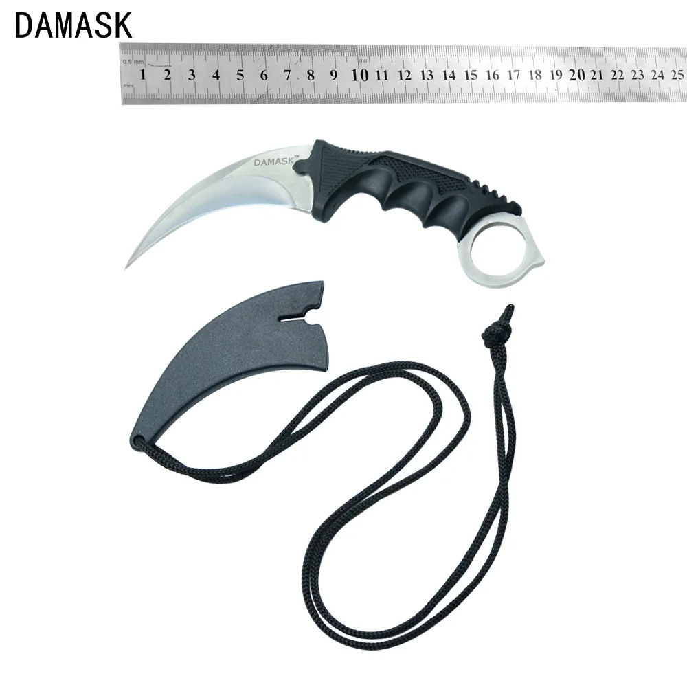 Дешевый Новый фиксированный лезвие из нержавеющей стали нож Дамаск бренд CS GO Counter Strike karambit нож 1 шт. Открытый походный Нож лучшие подарки