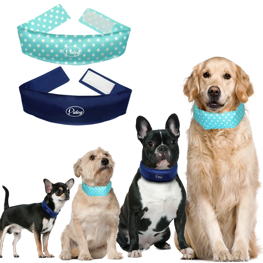 Didog Cooling Dog Collar Cute Polka Dot Dog Collar For Pet Summer Cool Neck Collar 3 Size XS S M