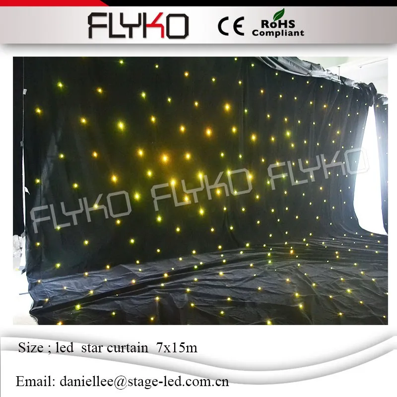 

Portable stage curtain backdrop LED curtain led star drop curtain for sale 7x15m