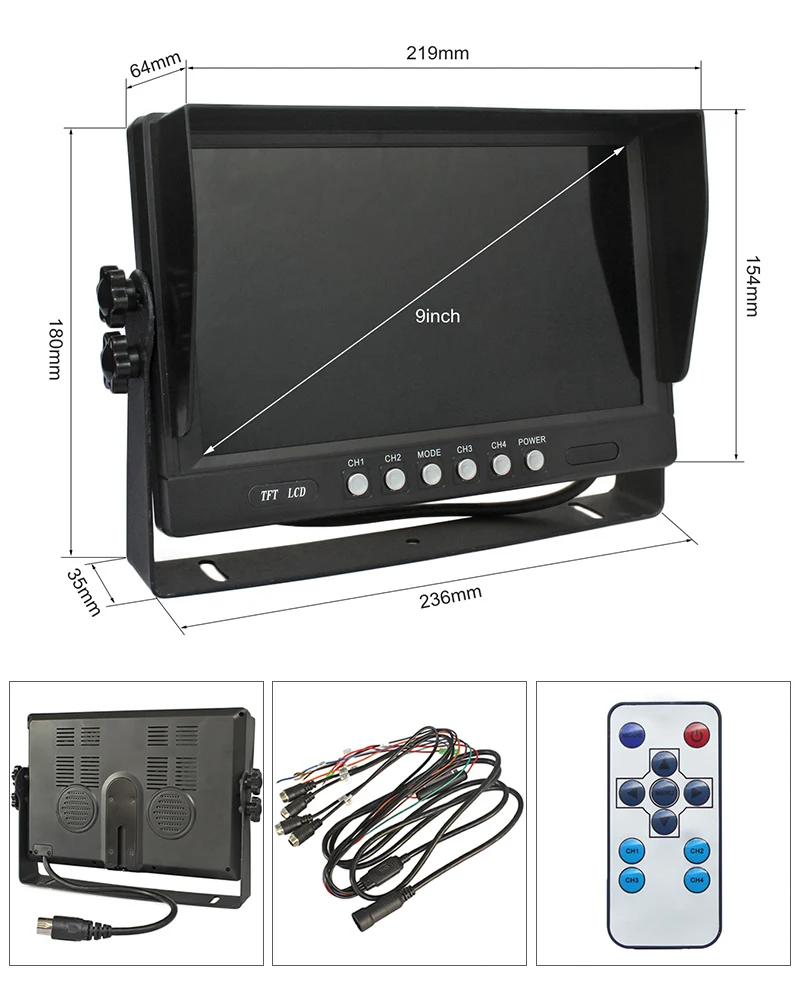 DIYKIT 9 дюймов Сплит QUAD Автомобильный монитор 4 x CCD светодиодный ночного видения заднего вида Автомобильная камера водонепроницаемая для автомобиля Грузовик Автобус камера заднего вида