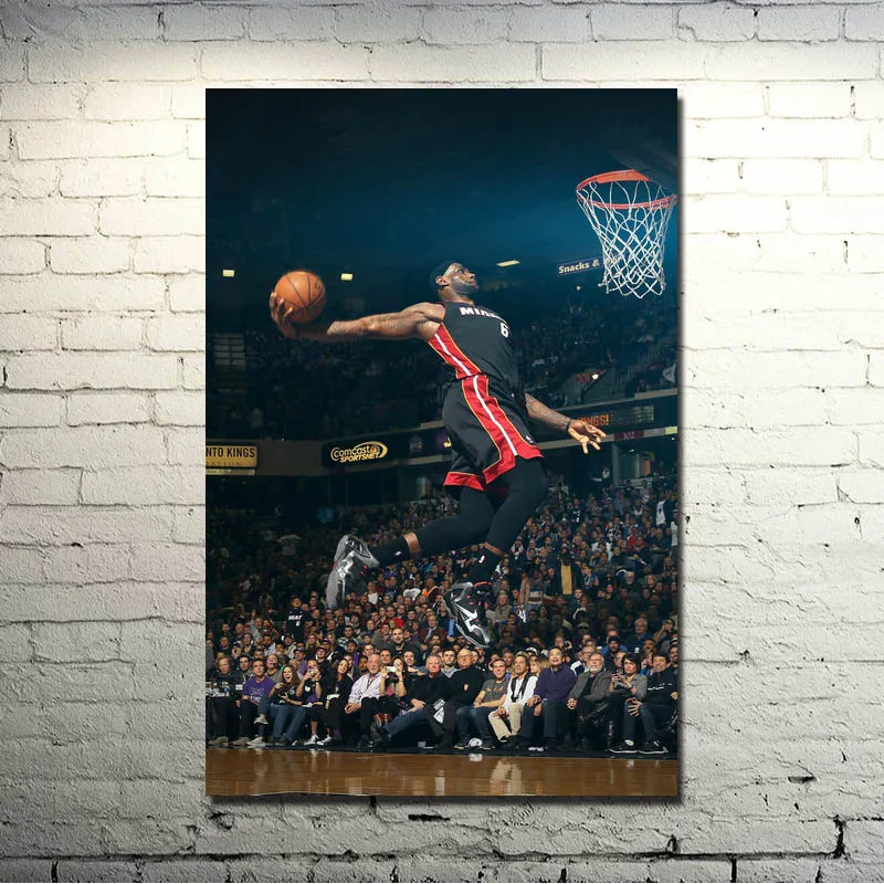 

lebron james Dunks Basketball Star Art Silk Poster Print 13x20 24x36 inches Sports Pictures for Wall Decor (click to see more)