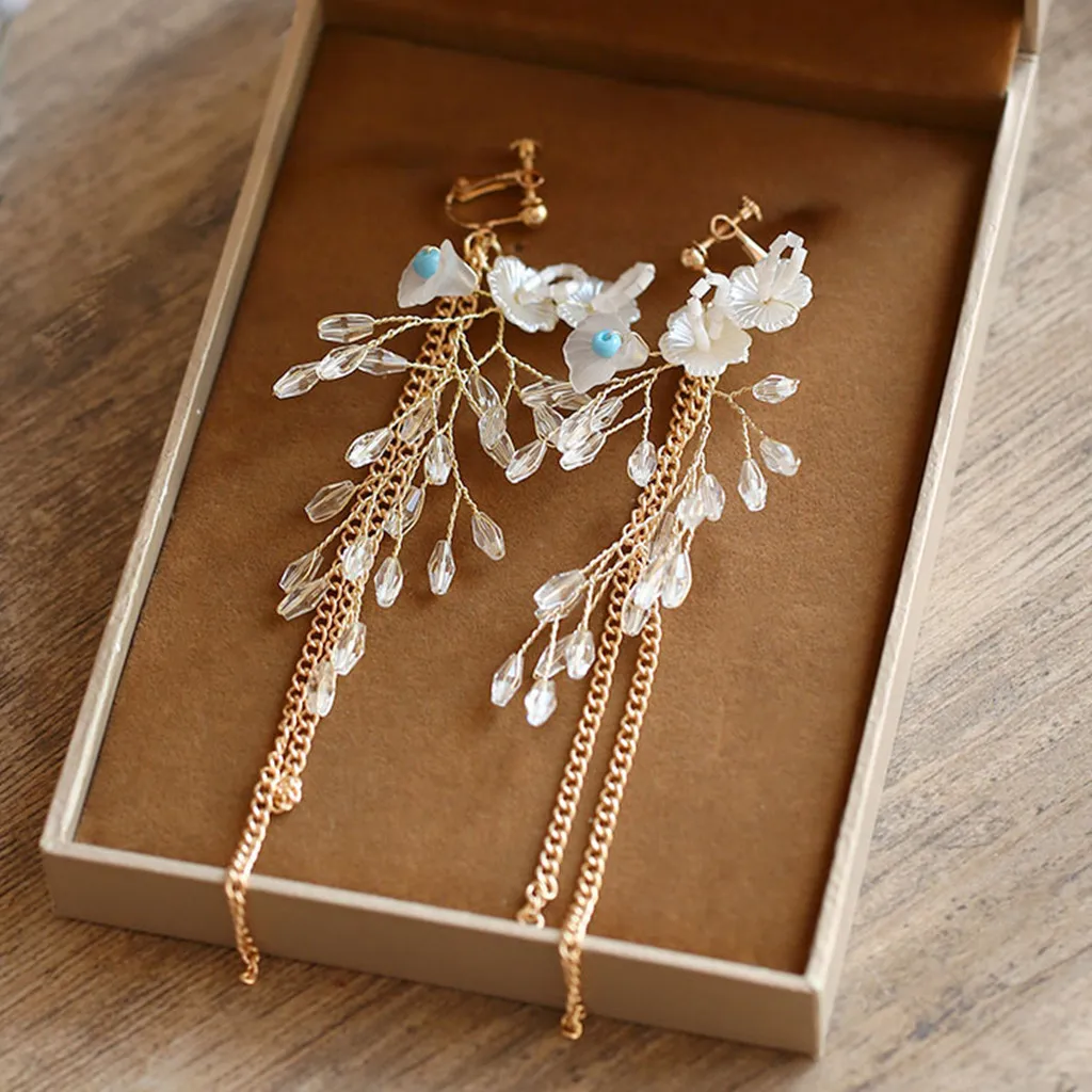 Elegant Crystal Rhinestone Dangle Drop Earrings Wedding Pageant Prom