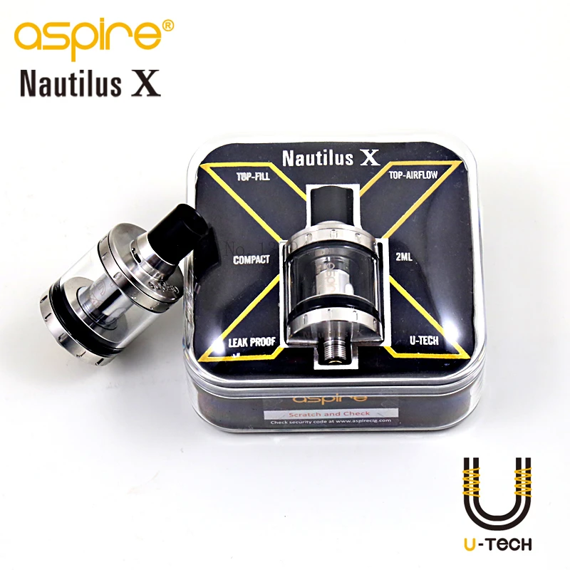 100% Original Aspire Nautilus X 2Ml Clearomizer E Vaporizer Aspire Electronic Cigarette Nautilus X U-Tech Coil Atomizer 1Pcs/Lot