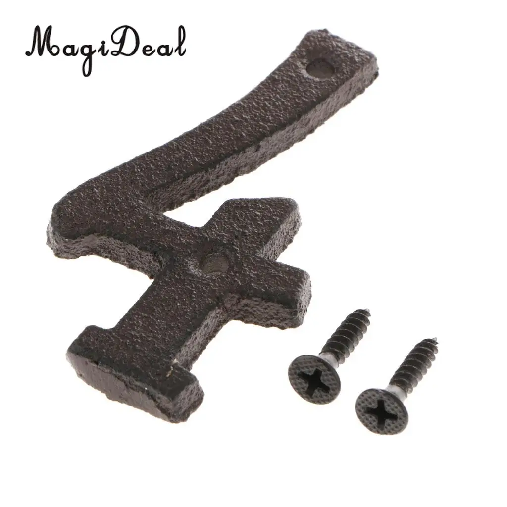 2pcs Cast Wrought Iron Black Antique House Door Number Signs Digits Sticker Plate 1 4