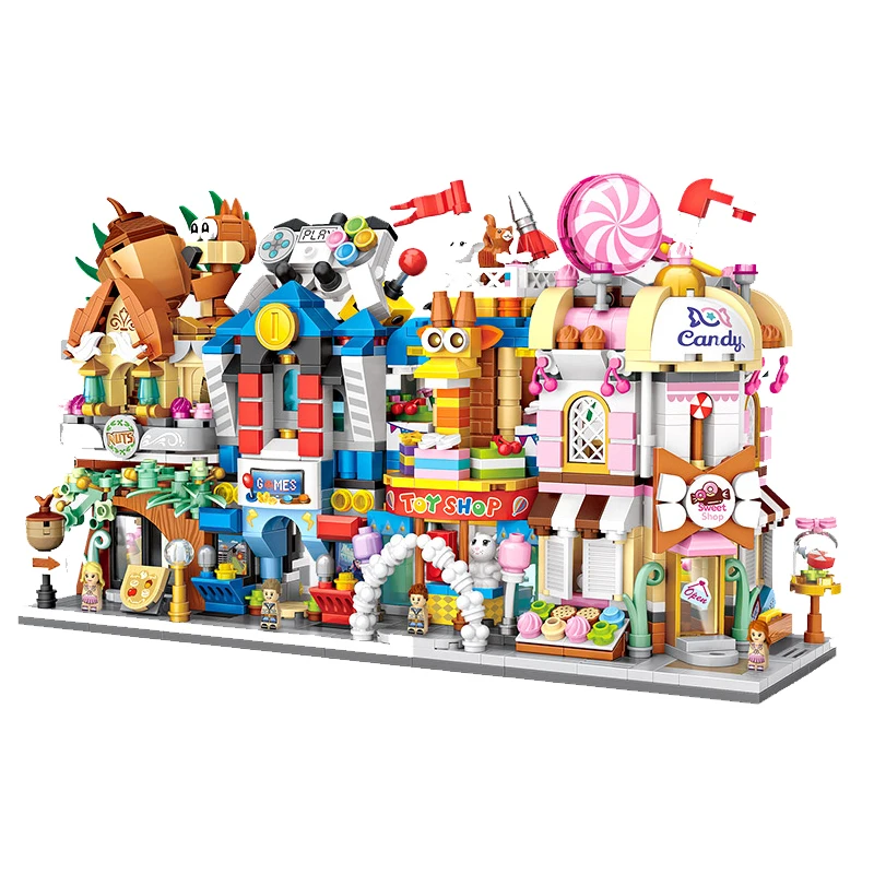 Mini Blocks City View Nut shop toy store game hall candy stores Models Building brick educational Toy for Children gifts Mini Blocks City View Nut shop toy store game hall candy stores Models Building brick educational Toy for Children gifts