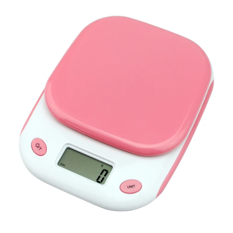 Милые цветные бытовые кухонные весы 5000 г/1 г 5 кг пищевая диета Почтовые весы кухонные инструменты светодиодный электронные весы