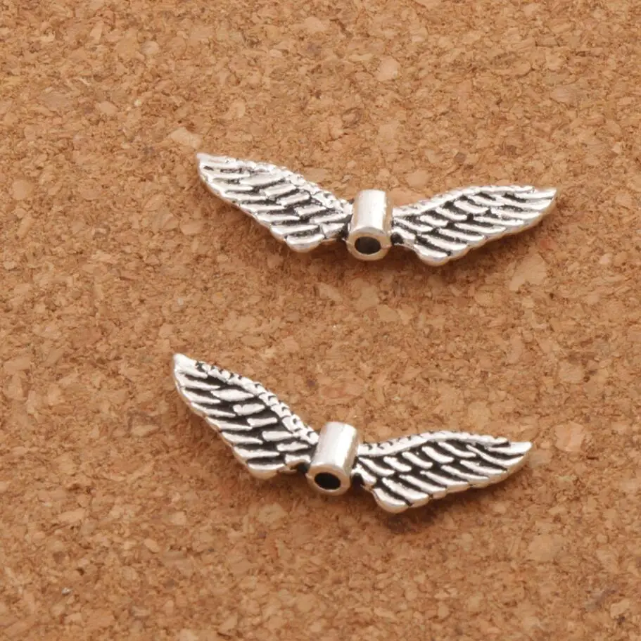 

Angel Wing Charm Beads Spacers Jewelry Findings L192 31pcs 23.9x7.9mm Antique Silver