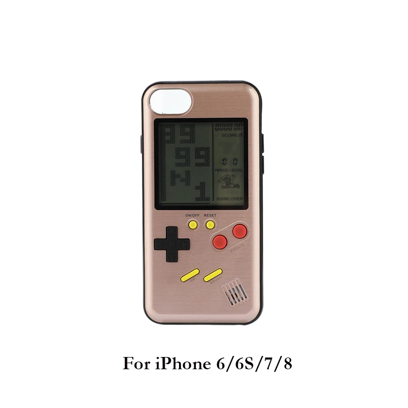 DOITOP новейший Tetris игровые консоли Мини Портативный игровой плеер встроенный 8 игр чехол для iPhone X 6s 7 8 плюс подарок - Цвет: Rose Gold