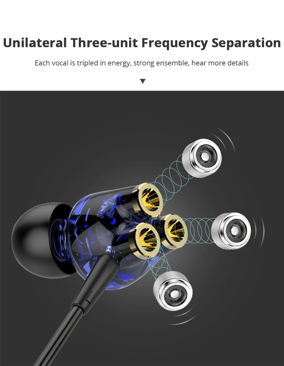 Wired earphone 6 driver Gamer headphone with microphone Sports Earphones wired earphones earbuds in ear headphones microphone (4)