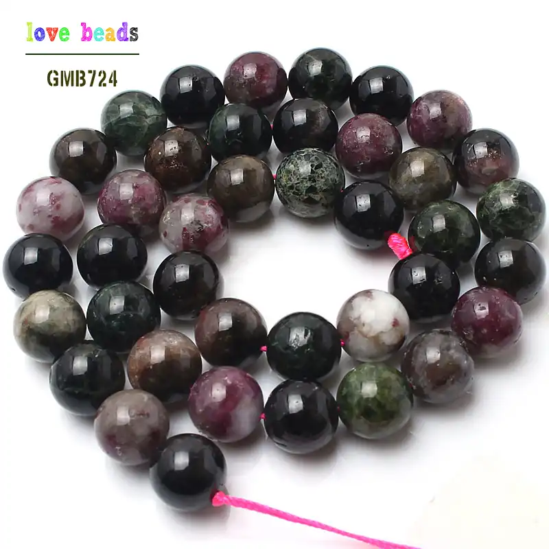 Multi Tourmaline mala necklace Fine Quality Round 40cm Beads 1 strand DIY Jewelry making Multi Tourmaline 3.5MM-4.75MM Wholesale lot