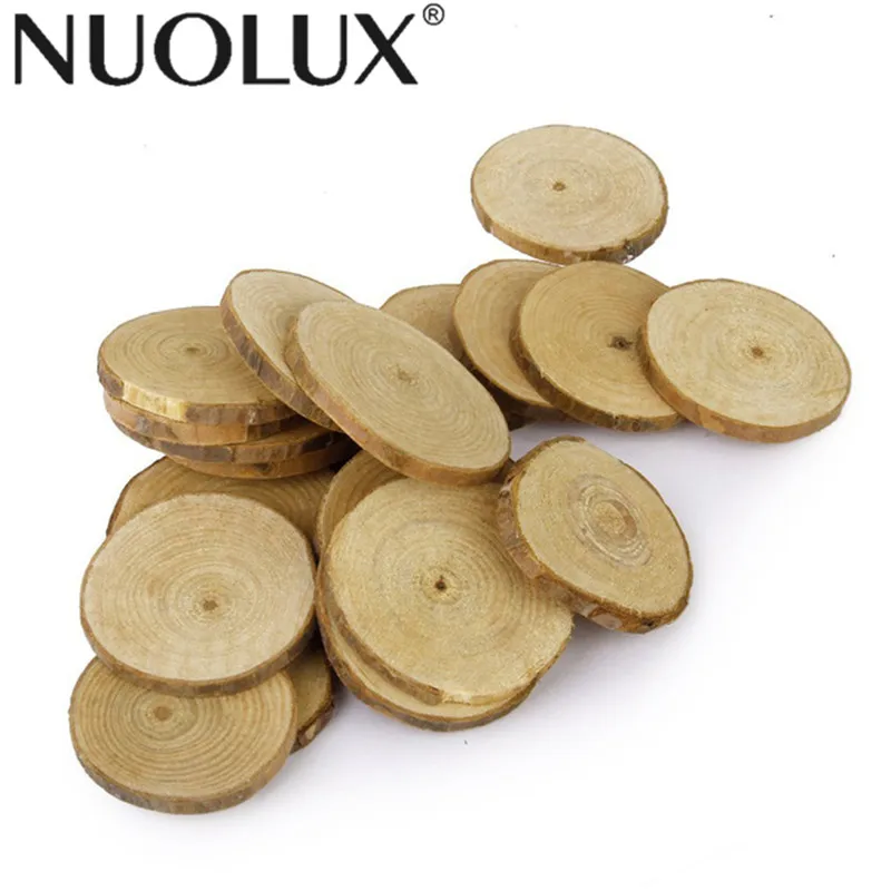 24 Natural Unfinished Wood Round Discs Slices For DIY Craft Hobby