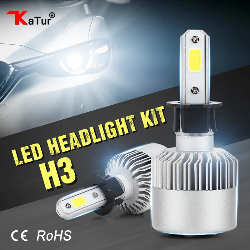 Katur 2pcs/set H3 Led Bulbs Headlight Conversion Kit Fog Lights For