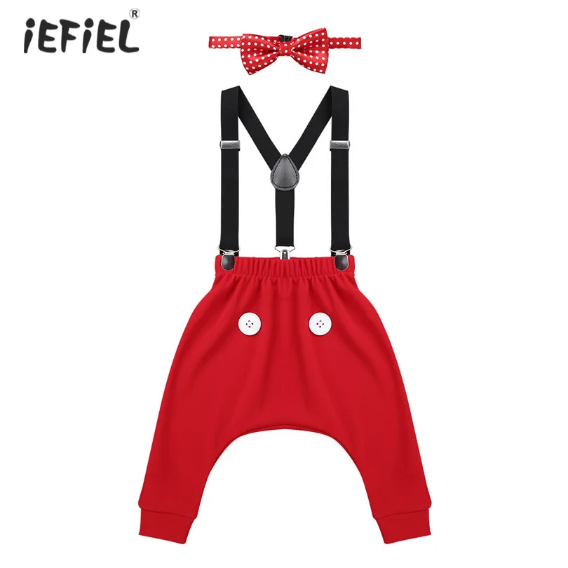 

Newborn Baby Boys First Birthday Outfits Children Baby Clothes Elastic Clip Suspenders with Pants for Photography Props Costumes