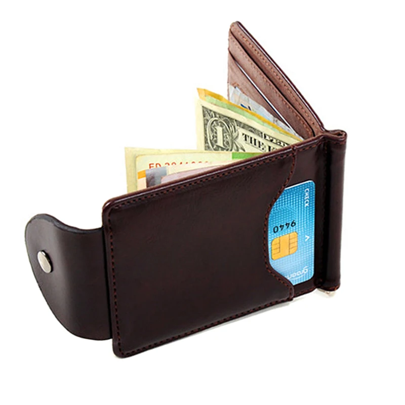 

Men Wallet Purse Short Design Fashion Buckle PU Leather Durable For Money Card Coin PO66