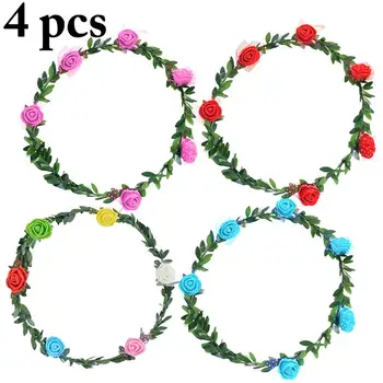 

4PCS Hair Wreath Decorative Hair Flower Crown Wreath Headband For Bride