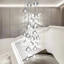 Nordic Led Pendant Lamp Crystal Pendant Lights Modern Stairwell Long Living Room Stair Hanging Lamps Decor Lighting Luminaria led pendant irregular crystal ball chandeliers for stairwell stair lighting g4 led chandelier bar nordic restaurant crystal lamp