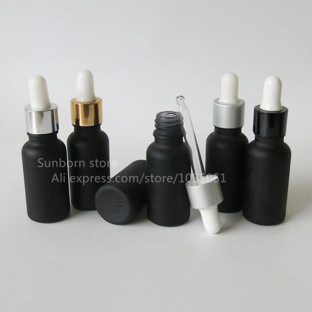 Download 10pcs/lot 20ML e liquid black frosted glass dropper bottle 2/3 matte black glass container with ...