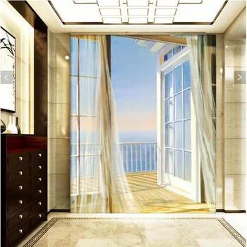 

Beibehang wallpaper ocean terrace window photo wallpaper modern living room corridor entrance door wallpaper papel de parede
