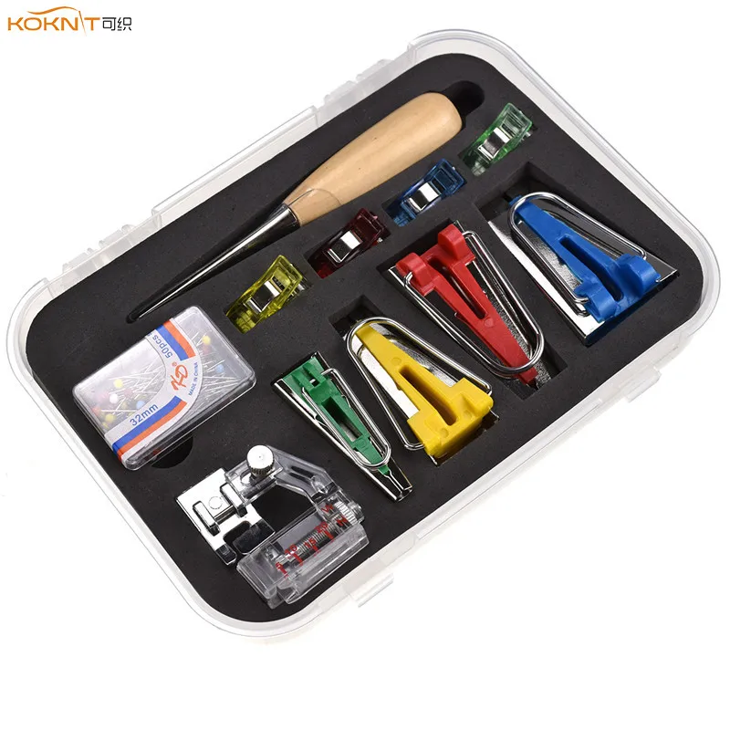 Bias Tape Maker Tool Kit Set with Awl and Binder Foot 6mm//12mm//18mm//25mm DIY Sewing Bias Tape Makers for Quilt Binding