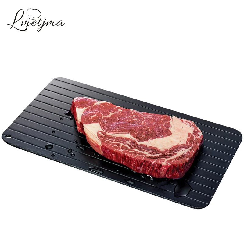 LMETJMA Fast Defrosting Tray Aluminium Alloy Thaw Food Defrosting Tray Frozen Meat Fish Food Tray With Brush Meat Tools KC0044 LMETJMA Fast Defrosting Tray Aluminium Alloy Thaw Food Defrosting Tray Frozen Meat Fish Food Tray With Brush Meat Tools KC0044