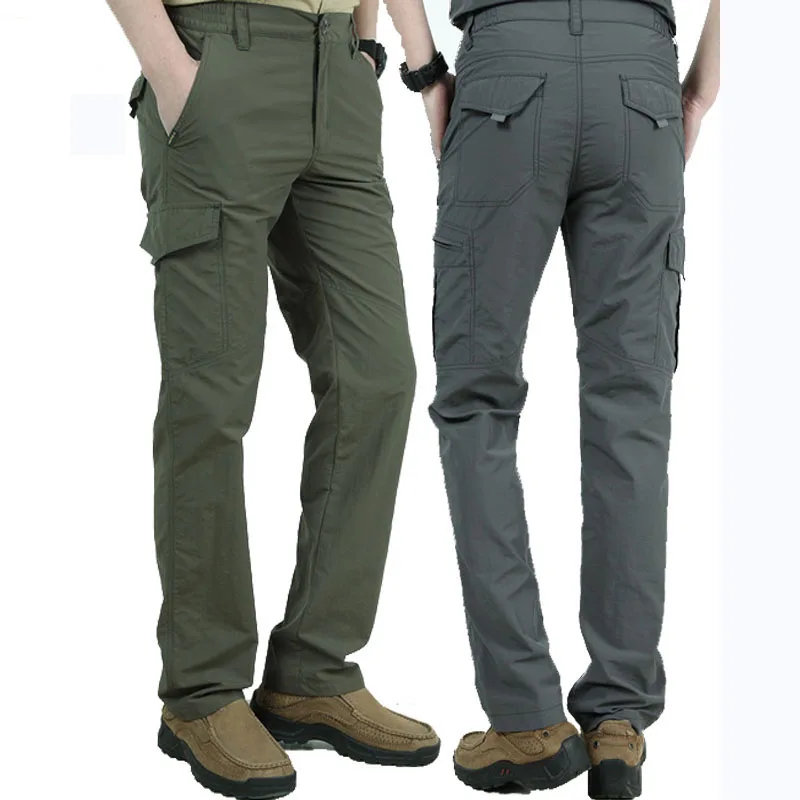 

New Summer Quick Dry Cargo Pants Mens Army Military Style Trousers for Men Breathable lightweight Waterproof Male Trousers PN11