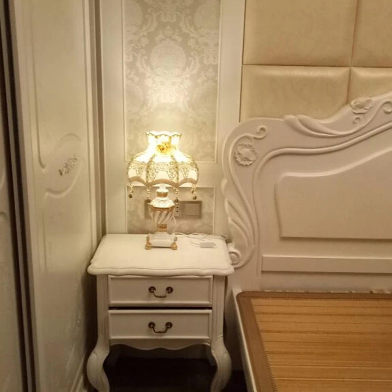 Роскошный Европейский дворцовый Настольный светильник, светильник для спальни, прикроватный Свадебный классический европейский стиль, настольный светильник с тканевым абажуром