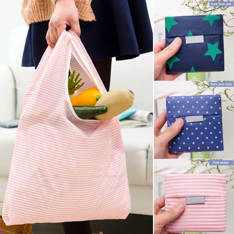 

Shopping Bag Handbag Storage Foldable Reusable Oxford Cloth Tote For Grocery Key Chain New